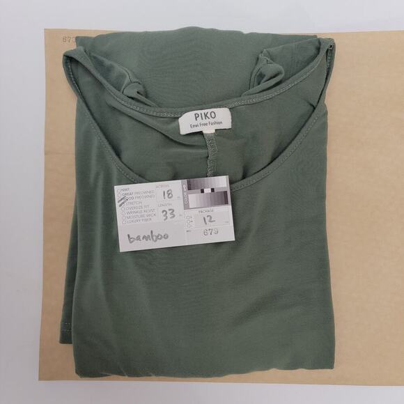 Piko Tunic Top Green Longsleeve A Line Pockets Bamboo 679 - Picture 9 of 10